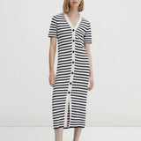 Karina Stripe Button Down Knit Dress