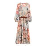 Wilma Floral Belted Boho Dress