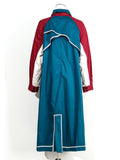 Solana Blue Red Color-block Trench Coat