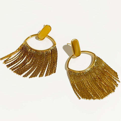 Louisa Golden Fringe Tassel Earrings