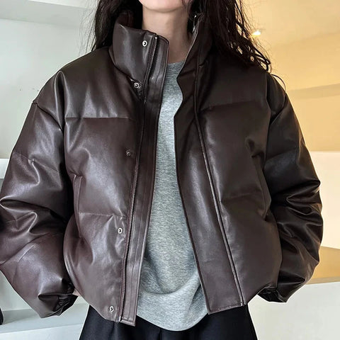 Vilma Faux Leather Puffer Jacket