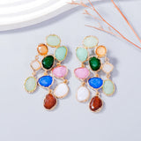 Cassi Colorful Gemstone Tassel Drop Earrings
