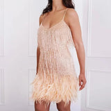 Teressa Feather Tassel Sequin Mini Dress