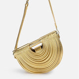 Pamela Metallic Gold Sculpted Crescent Shoulder Bag
