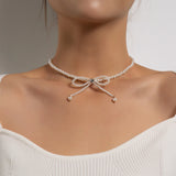 Chic Pearl Bow Knot Choker Necklace