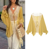 Solene Lace Trim Robe Blouse