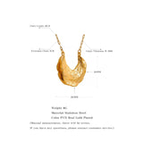 Crinkle Gold Crescent Moon Pendant Necklace