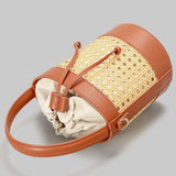 Nila Faux Leather Rattan Mini Bucket Bag