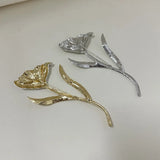 Vintage Jumbo Metal Leaf Flower Brooch