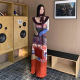 Ines Vintage Print Patchwork Maxi Dress