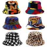 Colorful Prints Faux Fur Bucket Hats