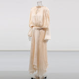Heran Pleated Tie-Waist Chiffon Dress
