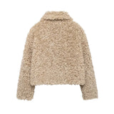 Edith Curly Faux Fur Toggle Jacket