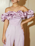 Josefina Satin Ruffle Off the Shoulder Top