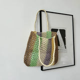Cambri Pastel Stripe Straw Tote