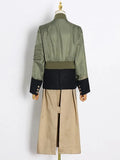 Mende Bomber Jacket Patchwork Trench Coat