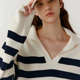 Paloma Striped Polo Knit Jumper Sweater