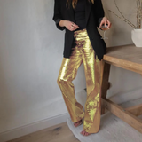 Farah Croco Effect Metallic Pants