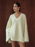 Ciera Oversized Fuzzy V-Neck Sweater