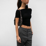 Mandie Slash Neck Cropped Top