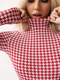 Miho Red Houndstooth Bodysuit