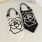 Camellia Flower Knit Bucket Handbag