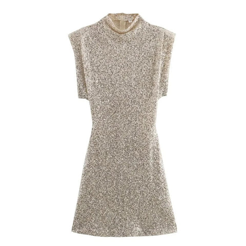 Erissa High Neck Sequin Mini Dress