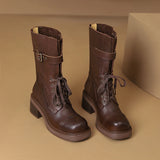 Trudie Military Moto Biker Boots