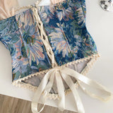 Camila Floral Lace-Up Corset Top