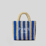 Paris Candy Color Stripes Straw Knit Shopper Totes