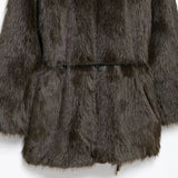 Loja Brown Faux Fur Midi Coat