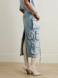 Selma Multi Pocket Cargo Denim Skirt