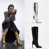 Marlene Metallic Croco Effect Boots