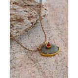 Natural Gray Agate Stone Oval Pendant Necklace