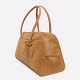 Lolanda Croco Embossed Suede Bowling Bag