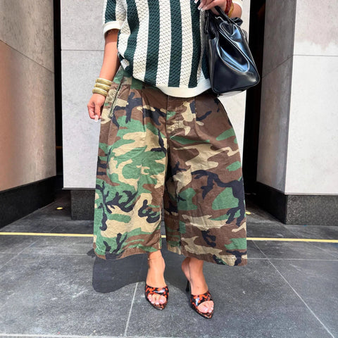 Sierra Camo Wide-Leg Culotte Pants