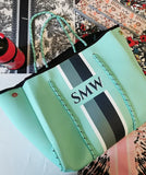 Delma YOUR Initials Monogram Stripe Neoprene Tote