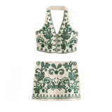 Mallorca Embroidery Halter Top & Skirt