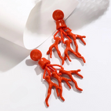 Coral Resin Drop Earrings