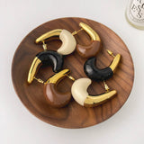 Noma Two Tone Enamel Tusk Stud Earrings