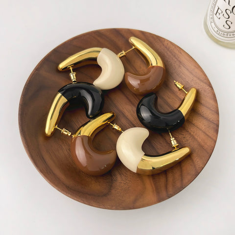 Noma Two Tone Enamel Tusk Stud Earrings