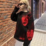 Scarlett Oversized Face Prints Harajuku Knit Sweater