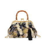 Ilta Kimono Prints Bamboo Handle Clutch Bag