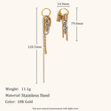 CZ Chain Tassel Hoop Earrings