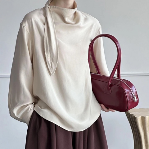 Rita Elegant Cowl Neck Tie Blouse