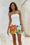 Sefina Tropical Prints Tube Mini Dress
