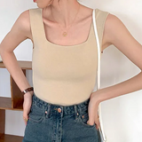 Kori Basic Square Neck Knit Tank Tops