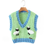 Lorena Handmade Sheep Crop Sweater Vest