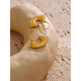 Elegant Gold Beaded Crescent Hoop Earrings