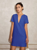 Vanessa V-Neck Solid Tunic Mini Dress